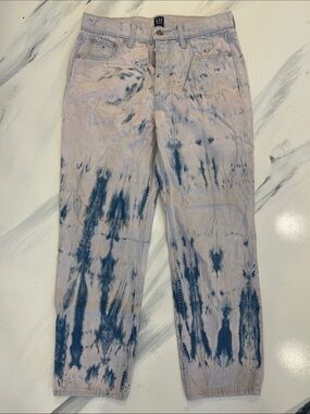 GAP Women's Tie-Dye Blue & Light Pink Straight Leg Jeans